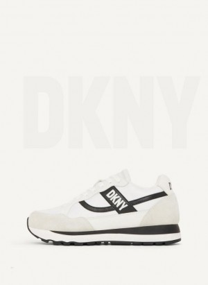 DKNY Logo Retro Sneakers Damen Weiß Schwarz | Austria_D0778