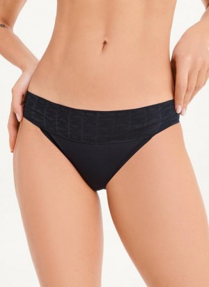 DKNY Logo Waistband Stretch Bikini Höschen Damen Schwarz | Austria_D1133