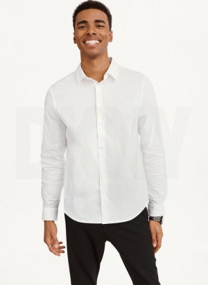 DKNY Long Sleeve Button Down Hemd Herren Weiß | Austria_D1821