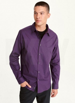 DKNY Long Sleeve Button Down Hemd Herren Lila | Austria_D0755