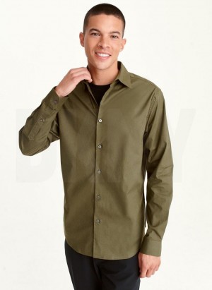 DKNY Long Sleeve Button Down Hemd Herren Olivgrün | Austria_D0135