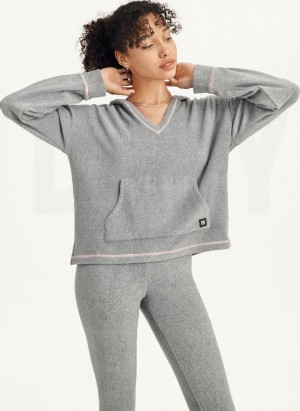 DKNY Long Sleeve Mit Kapuze Top And Legging Set Pyjama Damen Grau | Austria_D1657