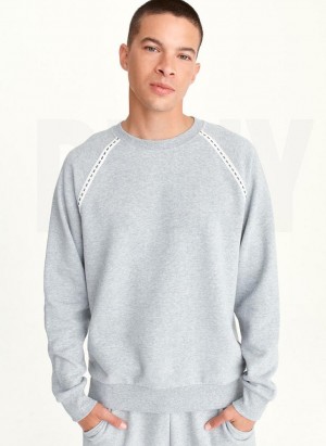 DKNY Longsleeve Crew With Logo Tape Detail Sweatshirts Herren Grau | Austria_D0323