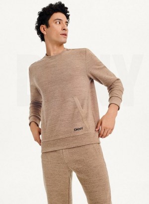 DKNY Lounge Crew Neck Sweatshirts Herren Braun | Austria_D1404