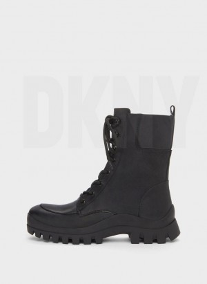 DKNY Lug Sole Combat Stiefel Damen Schwarz | Austria_D1438