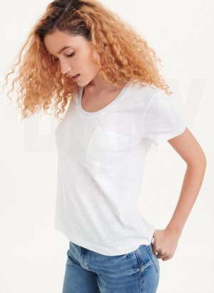 DKNY Lurex Trim T-shirts Damen Weiß | Austria_D1285