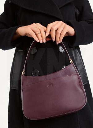 DKNY Medium Schultertasche Damen Bordeaux | Austria_D1409