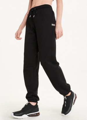 DKNY Metallic Logo Jogginghose Damen Schwarz Silber | Austria_D0578