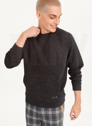 DKNY Mixed Texture Crewneck Pullover Herren Grau | Austria_D1912