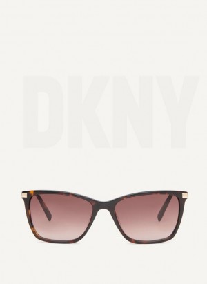 DKNY Modified Modern Rectangle Sonnenbrille Damen Braun | Austria_D1138