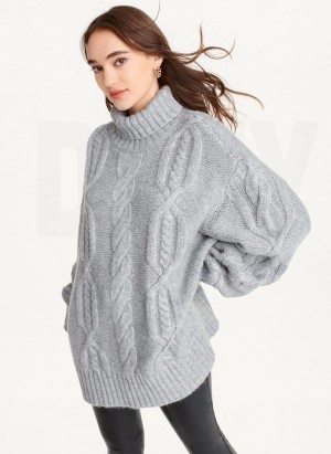 DKNY Oversized Cable Knit Pullover Damen Grau | Austria_D1270