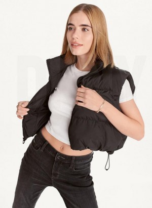 DKNY Oversized Cropped Vest Mäntel Damen Schwarz | Austria_D0464