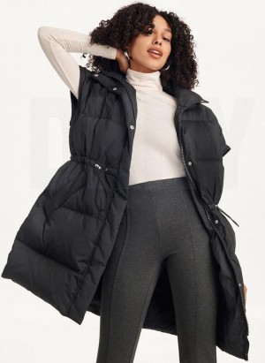 DKNY Oversized Puffer With Zip Sleeves Mäntel Damen Schwarz | Austria_D0540