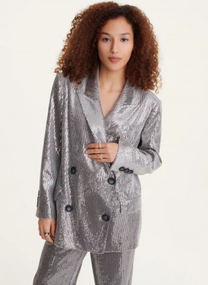 DKNY Oversized Sequin Blazer Damen Silber | Austria_D0211