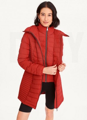 DKNY Packable Vestie Walker Mäntel Damen Rot | Austria_D1366