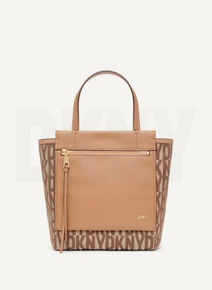 DKNY Pax North-South Tote Umhängetasche Damen Braun | Austria_D0330