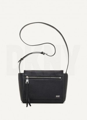 DKNY Pax Umhängetasche Damen Schwarz Silber | Austria_D1288