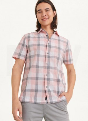 DKNY Plaid Hemd Herren Rosa | Austria_D1396