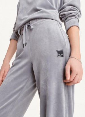 DKNY Platinum Velour Relaxed Jogginghose Damen Grau | Austria_D1619