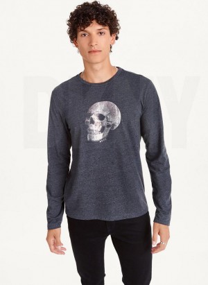 DKNY Pointilism Skull T-shirts Herren Dunkelgrau | Austria_D1066