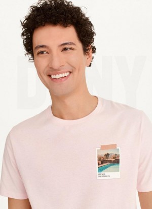 DKNY Polaroid Pic T-shirts Herren Rosa | Austria_D0527