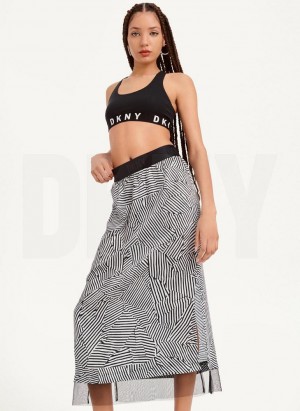 DKNY Printed Pull On With Tulle Hem Röcke Damen Schwarz Weiß | Austria_D1917