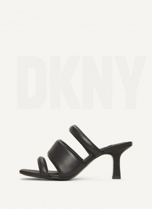 DKNY Puffy Multi Riemen Mule Hohe Schuhe Damen Schwarz | Austria_D0456