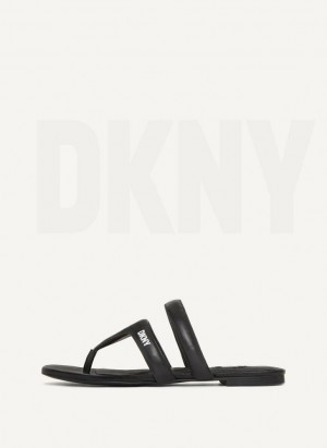 DKNY Puffy Riemen Tanga Flip Flops Damen Schwarz | Austria_D1653