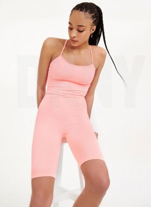 DKNY Rib Knit Biker Kurze Hose Damen Rosa | Austria_D0976