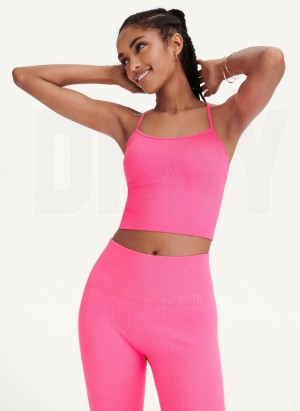 DKNY Rib Knit Seamless Crop Tanktop Damen Rosa | Austria_D0509