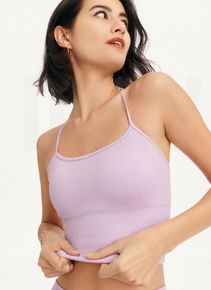 DKNY Rib Knit Seamless Crop Tanktop Damen Lila | Austria_D1061