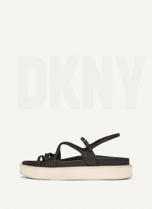 DKNY Riemchen Flache Form Sandalen Damen Schwarz | Austria_D1028