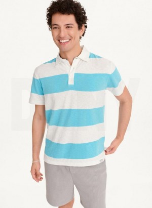 DKNY Rugby Stripe Polo Shirts Herren Blau | Austria_D0971