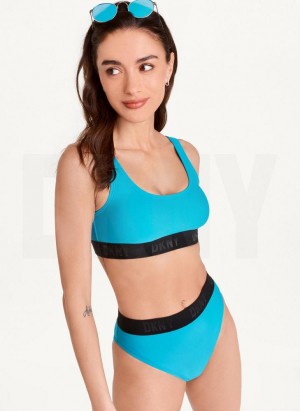 DKNY Scoop Neck Bikinioberteil Damen Blau | Austria_D0480