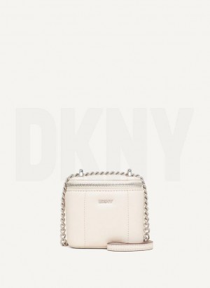 DKNY Seva Mini Box Umhängetasche Damen Weiß Silber | Austria_D0581