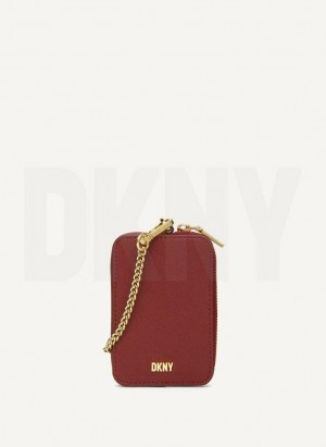 DKNY Sidney Card Pouch Geldbörse Damen Bordeaux | Austria_D0459