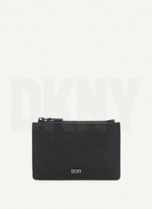 DKNY Sidney Key Card Case Geldbörse Damen Schwarz Grau | Austria_D1524