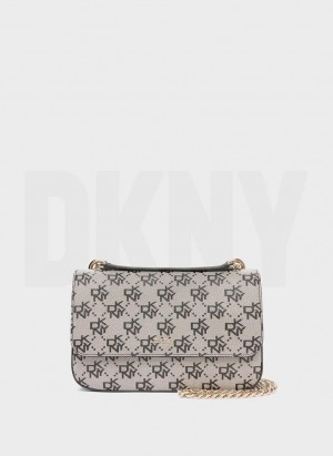 DKNY Sina Flap Schultertasche Damen Grau Schwarz | Austria_D1865