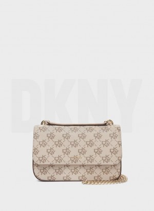 DKNY Sina Flap Schultertasche Damen Khaki Braun | Austria_D0672