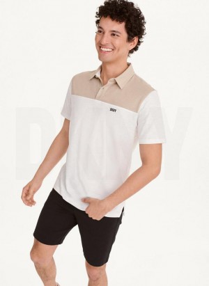 DKNY Slub Jersey Colorblock Polo Shirts Herren Khaki | Austria_D0230