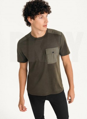 DKNY Solid Pique Crewneck T-shirts Herren Olivgrün | Austria_D1754