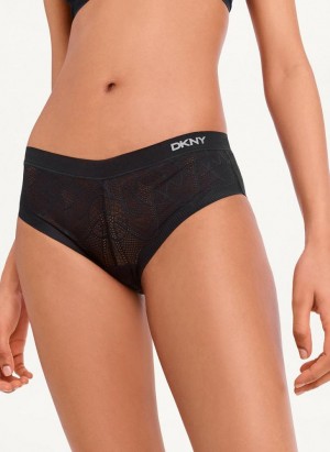 DKNY Spitze Kompfort Hipster Höschen Damen Schwarz | Austria_D0473