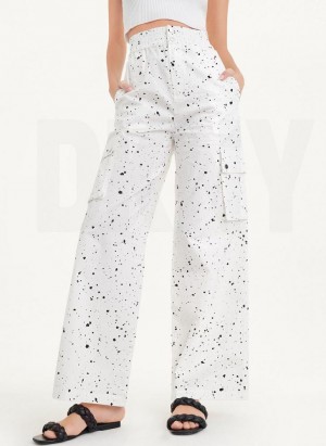 DKNY Splatter Print Hose Damen Weiß Mehrfarbig | Austria_D0320