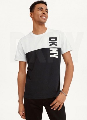 DKNY Split Logo Crewneck T-shirts Herren Schwarz Weiß | Austria_D1435