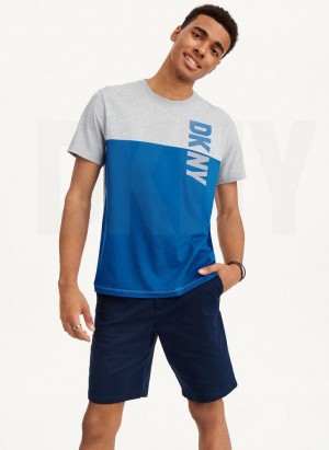 DKNY Split Logo Crewneck T-shirts Herren Blau | Austria_D1325