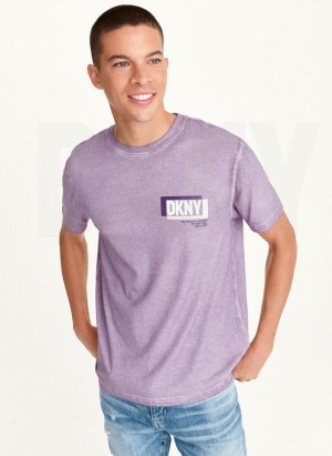 DKNY TONAL BOX MINERAL WASH T-shirts Herren Lavendel | Austria_D1669