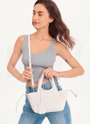 DKNY The Mini Effortless Tote Umhängetasche Damen Weiß | Austria_D0875