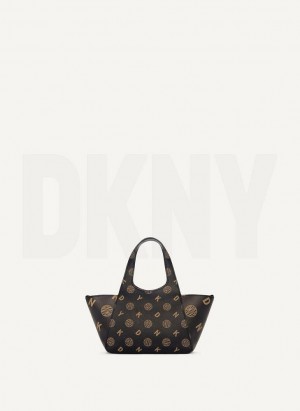 DKNY The Mini Logo Effortless Tote Umhängetasche Damen Schwarz | Austria_D1823