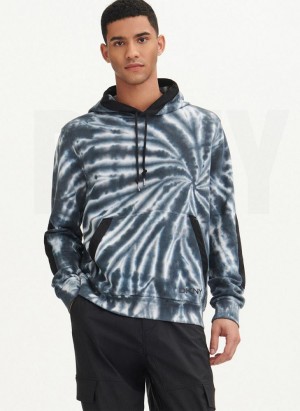 DKNY Tie Dye Mixed Media Hoodies Herren Schwarz | Austria_D1303