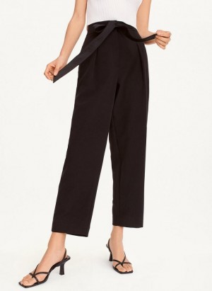 DKNY Twill Cropped Hose Damen Schwarz | Austria_D1208